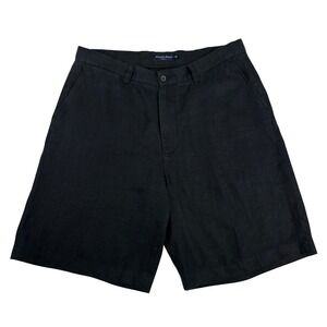 Austin Reed Linen Shorts Mens 36 Navy Blue Flat Front‎ Dress Casual Lightweight